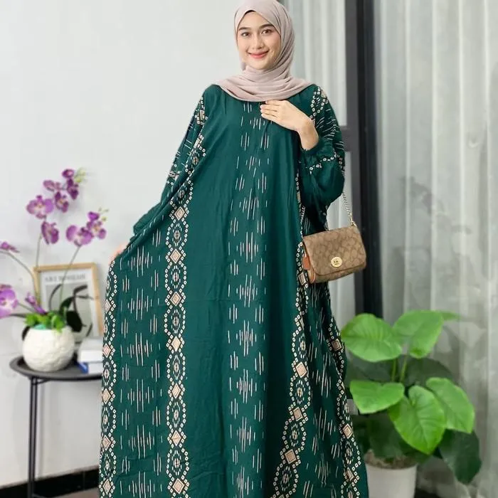 Kaftan Lidi warna Hijau Botol