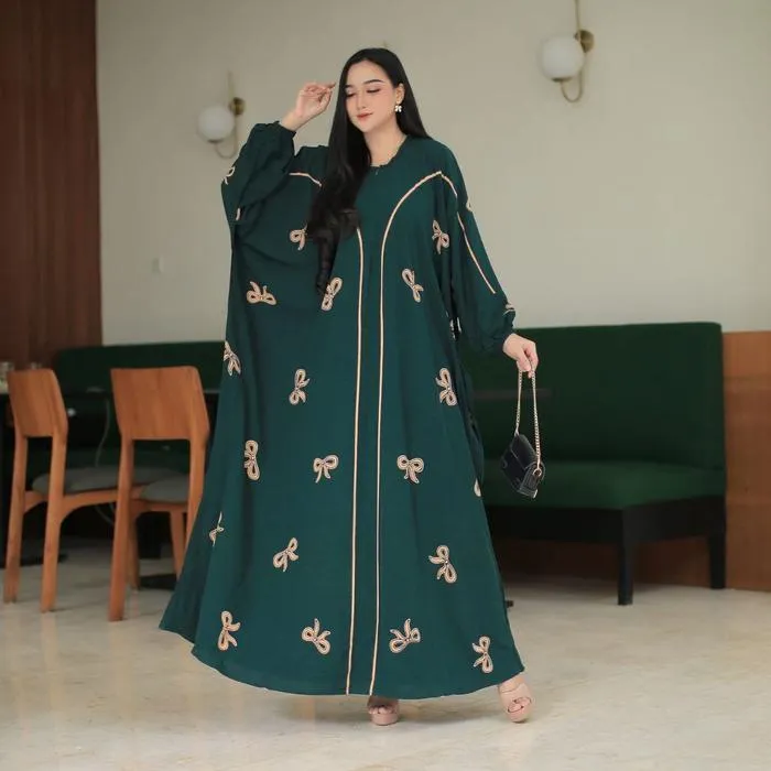 Kaftan Pita warna Hijau Botol