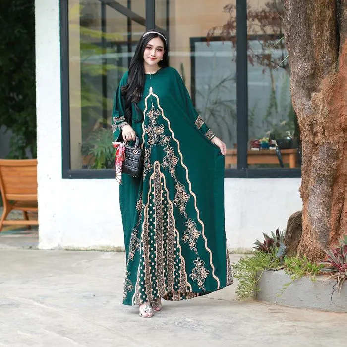 Kaftan India warna Hijau Botol