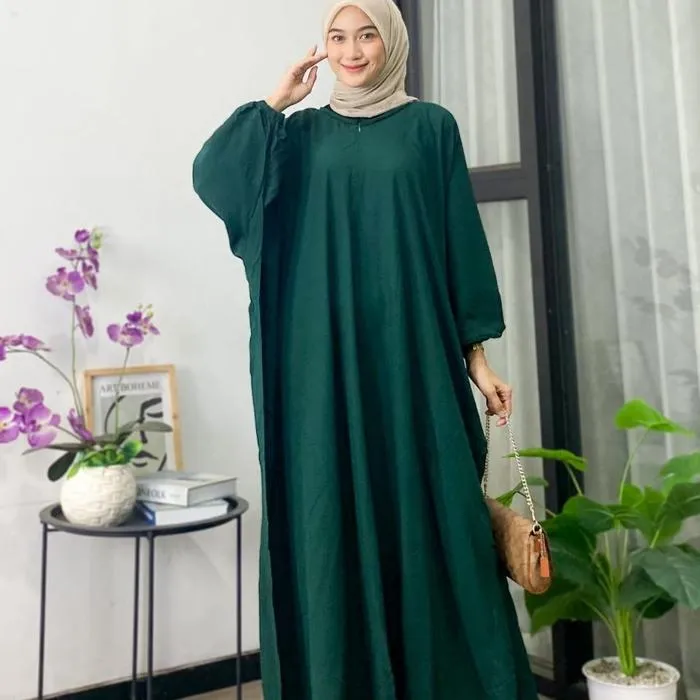 Kaftan Polos warna Hijau Botol