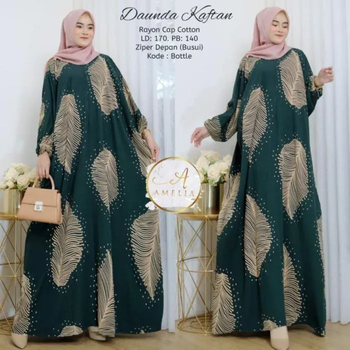 Kaftan Daunda warna Hijau Botol