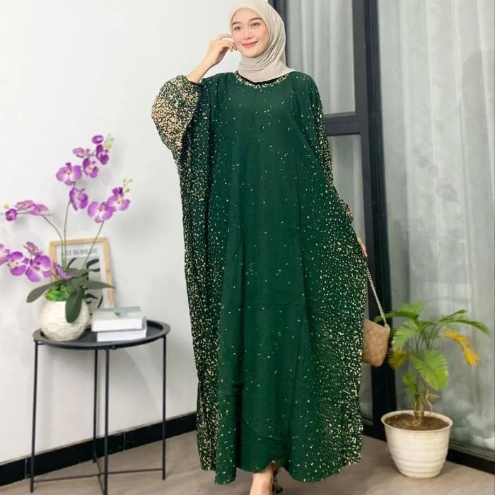 Kaftan Semprot warna Hijau Botol
