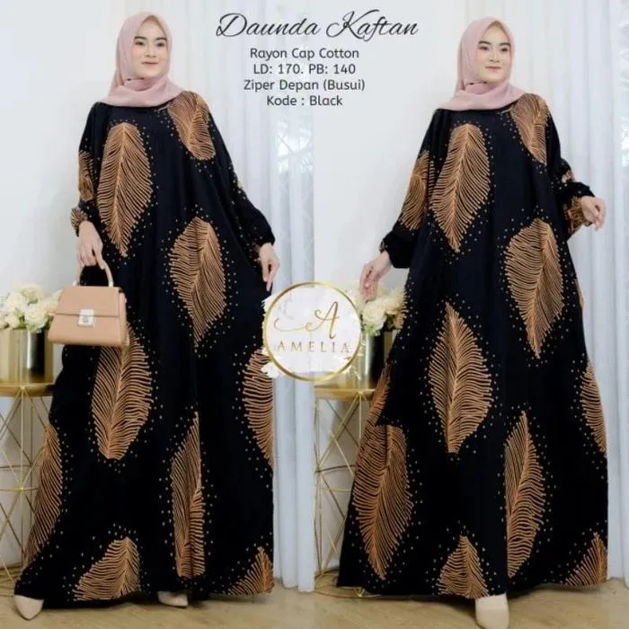 Kaftan Daunda warna Hitam