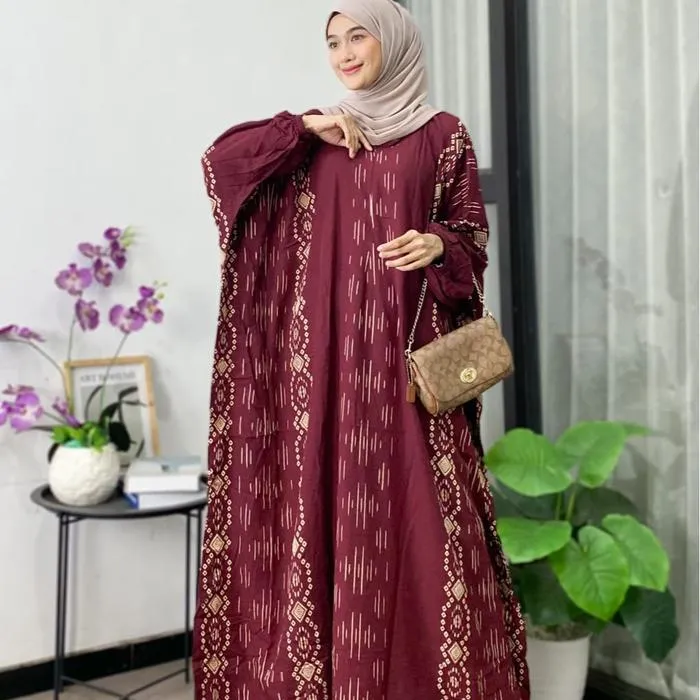 Kaftan Lidi warna Maroon
